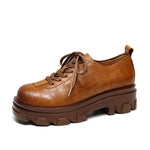 Vintage leather platform casual women's shoes