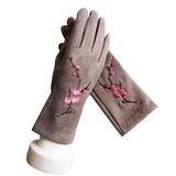 Winter women's single layer warm cashmere full finger buckle cycling gloves women's suede touch screen driving gloves