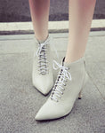 Lace-up women's shoes with a stiletto heel pointed toe Tops Tops Plus Size 40-43