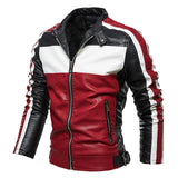 Men's Colour Staple Leather Jacket Fashion Motorcycle Suit Men's Fashion Tops New Fleece Jacket