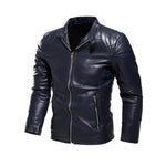 Modern men's jacket leather jacket Solid color men's PU motorcycle suit Stylish plus-layer multi-color optional leather jacket