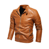 Leather men's multi-color jacket Solid color men's PU leather jacket Autumn motorcycle suit New men's jacket plus-down