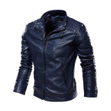 Men's leather biker suit New coat with a simple stand-up collar for men plus a plus-size fleece jacket