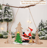 Christmas Santa Claus Door Wooden Hanging Pendant Merry Christmas Decoration For Home Xmas Navidad Noel Gifts New Year