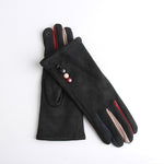 Winter women's single layer warm cashmere full finger buckle cycling gloves women's suede touch screen driving gloves