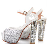 High heel block heel platform buckle fish mouth fashion sexy sandals woman