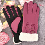 Winter gloves women's touch screen waterproof outdoor leather thick warm gloves women stretch mittens