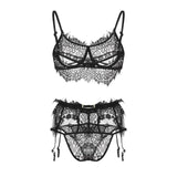 Lace embroidery sexy sheer lingerie