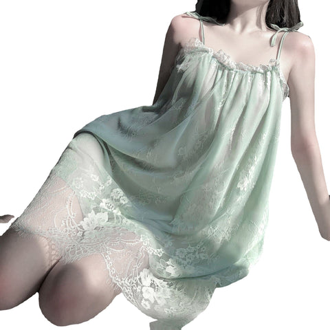 erotic lingerie sexy seductive lace suspender nightdress woman