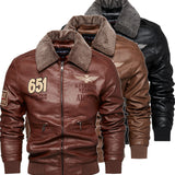 Men's Leather Jacket Lapel PU Leather Jacket, Motorcycle Jacket Fleece Jacket