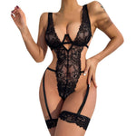 Transparent lace one-piece erotic lingerie